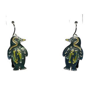 Little Penguin Dangle Earrings Sterling Silver Plated Enamel Zarlite Zarah